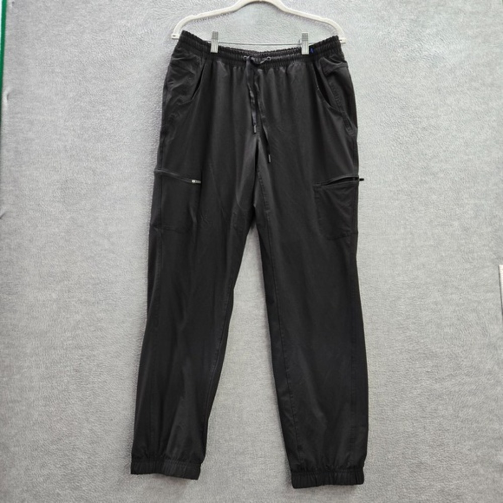 Eddie Bauer Women Pants 8 Black Solid Jogger Polyester Spandex Cargo 30" Inseam